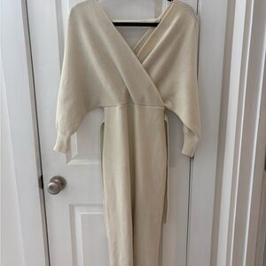 Lulus ivory midi sweater dress